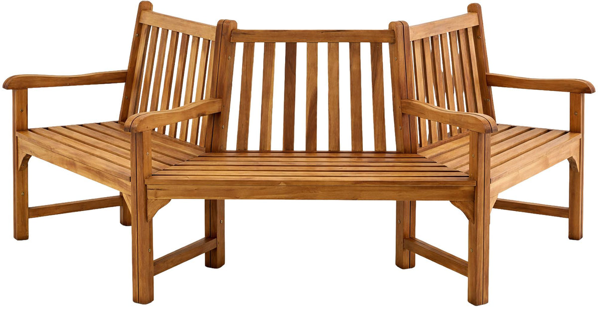 Baumbank Kenna mit Armlehne halbrund 250 cm - teak