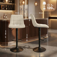 2er Set Barhocker Mapun Kunstleder - creme