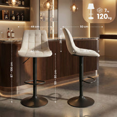 2er Set Barhocker Mapun Samt - creme