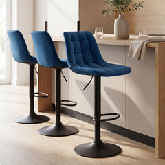 2er Set Barhocker Mapun Samt - blau