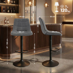 2er Set Barhocker Mapun Stoff - grau