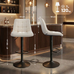 2er Set Barhocker Mapun Stoff - creme