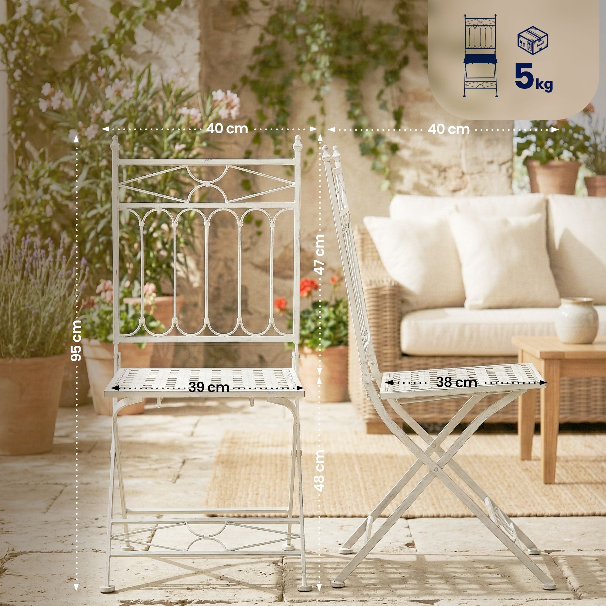 2er Set Klappstuhl Asina - antik wei� by Dropshipping-Europe – M�bel