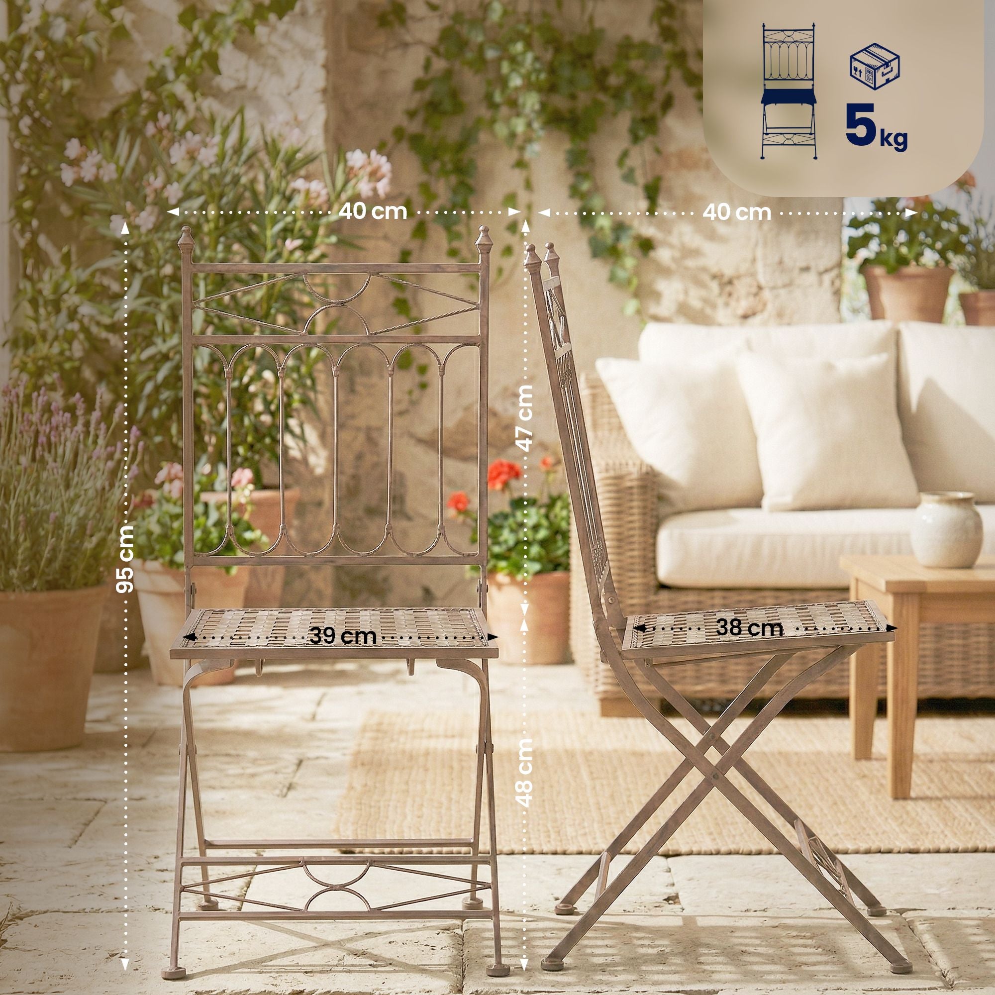 2er Set Klappstuhl Asina - antik braun by Dropshipping-Europe – M�bel