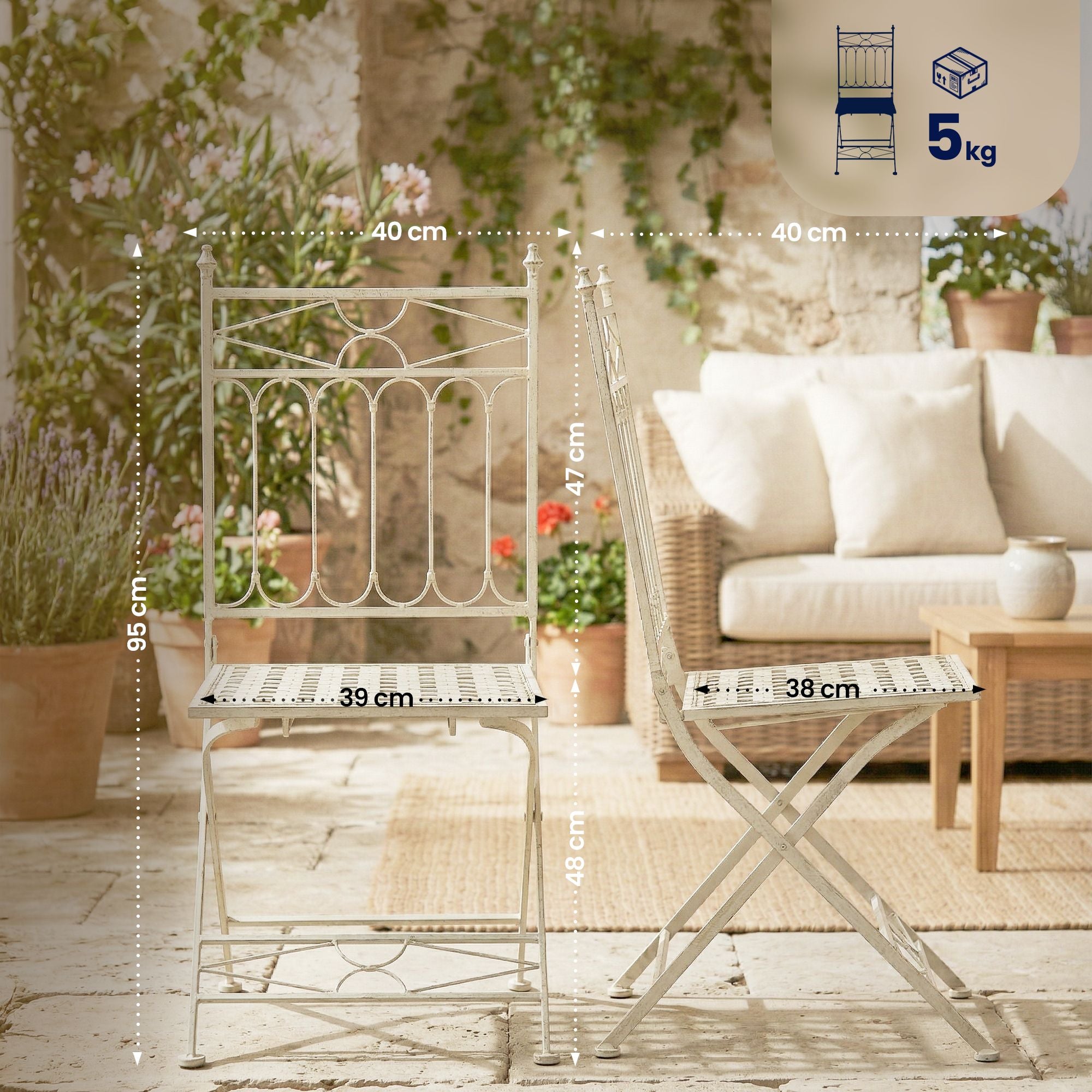 2er Set Klappstuhl Asina - antik-creme by Dropshipping-Europe – M�bel