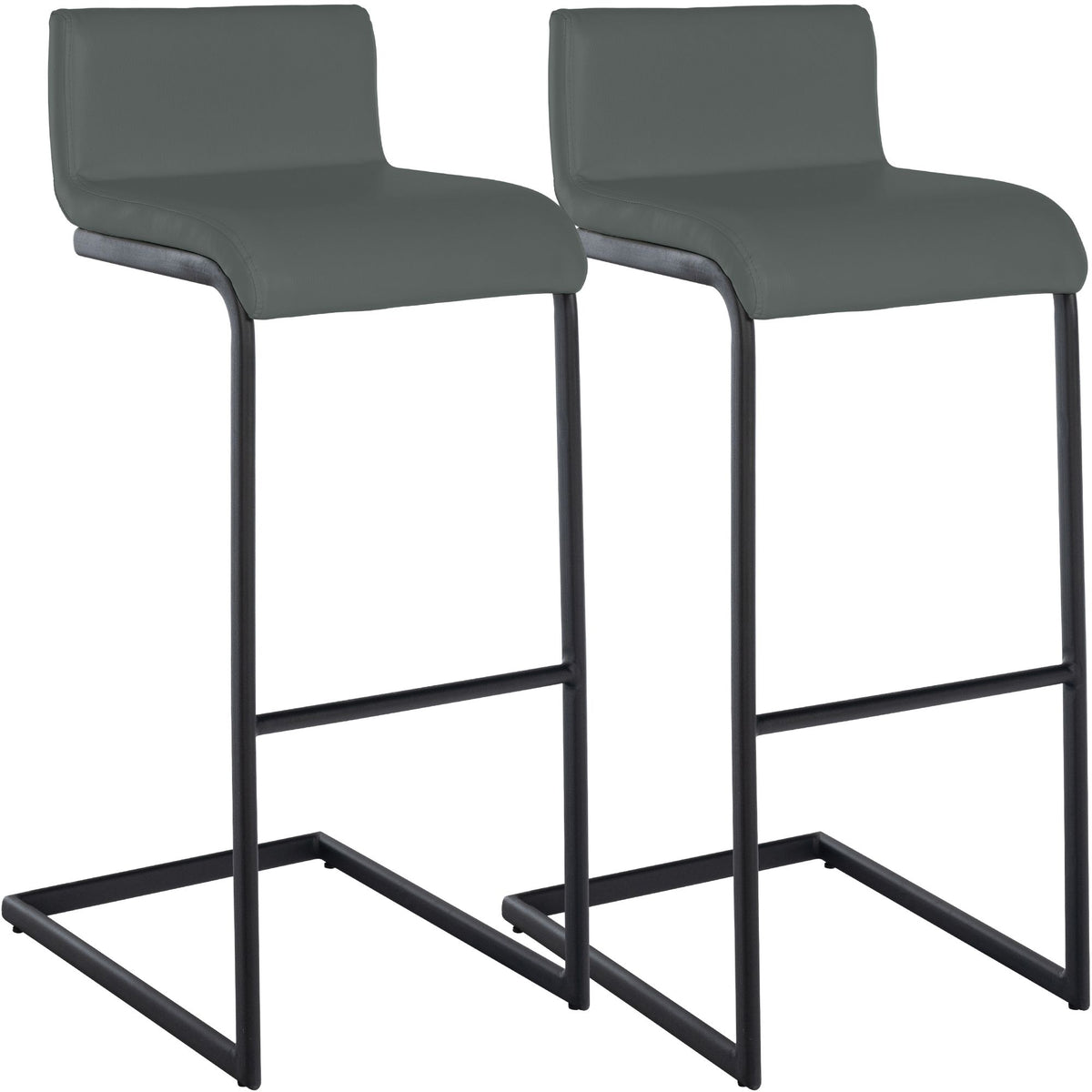 2er Set Barhocker Newport B Kunstleder - dunkelgrau