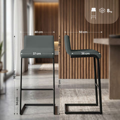2er Set Barhocker Newport B Kunstleder - dunkelgrau