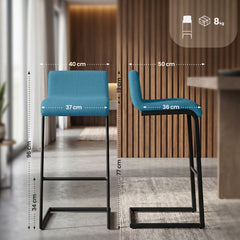 2er Set Barhocker Newport B Stoff - blau