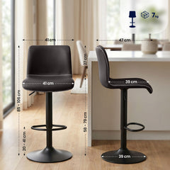 2er Set Barhocker Henchy Kunstleder - schwarz