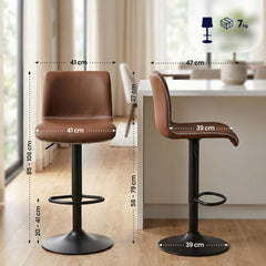 2er Set Barhocker Henchy Kunstleder - braun