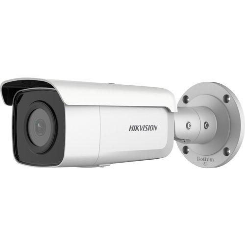 Telecamera di sicurezza HIKVISION DS-2CD2T46G2-4I(4mm) con lente da 4mm, design outdoor IP67 per montaggio a parete o soffitto.