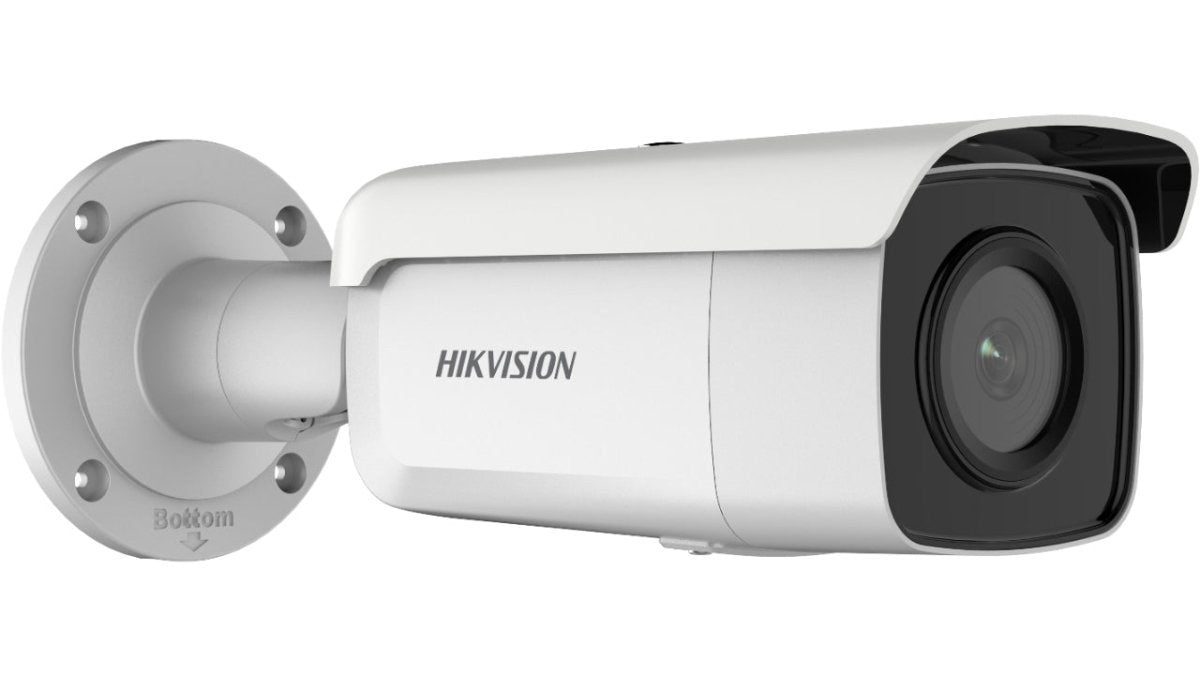 Telecamera HIKVISION DS-2CD2T46G2-4I(4mm) angolata, ideale per sicurezza esterna con tecnologia WDR e protezione IP67.