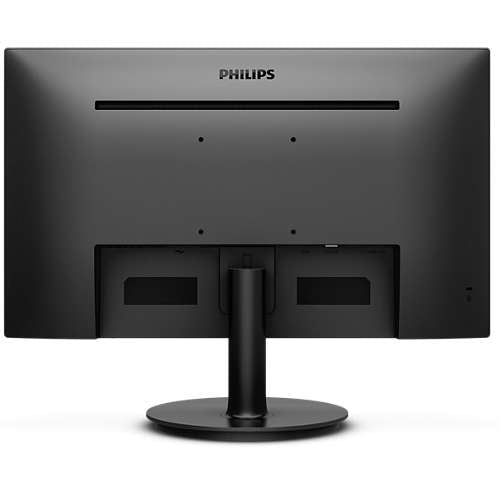 Retro del monitor PHILIPS 28550 - PHILIPS 221V8/00 con supporto regolabile e porte di connessione integrate per configurazioni versatili.