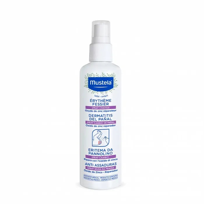 Mustela Spray per il cambio dei pannolini 75ml, ideale per prevenire arrossamenti e lenire la pelle delicata del neonato.