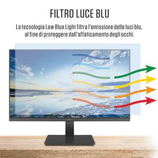 Monitor ATLANTIS A05-HE27VF-VHM con filtro luce blu integrato per ridurre l'affaticamento visivo, ideale per uso prolungato al computer.