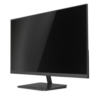 Vista laterale del monitor ATLANTIS A05-HE27VF-VHM da 27 pollici con design sottile e base stabile, perfetto per postazioni moderne.