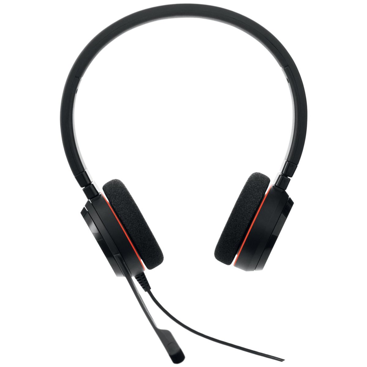 Cuffie JABRA 38147 con microfono orientabile, padiglioni imbottiti e connessione cablata, ottimizzate per l'uso in ambienti lavorativi digitali.