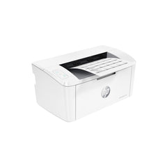 Vista angolata della stampante HP 40372 - HP 7MD66F LaserJet M110w con foglio in uscita, design moderno e compatto per uso quotidiano.