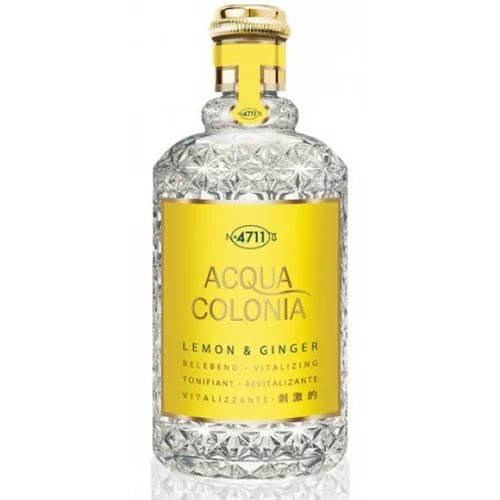 4711 Acqua Colonia Lemon e Ginger 50ml - Eau De Cologne in flacone trasparente con etichetta gialla, fragranza agrumata e rinfrescante.