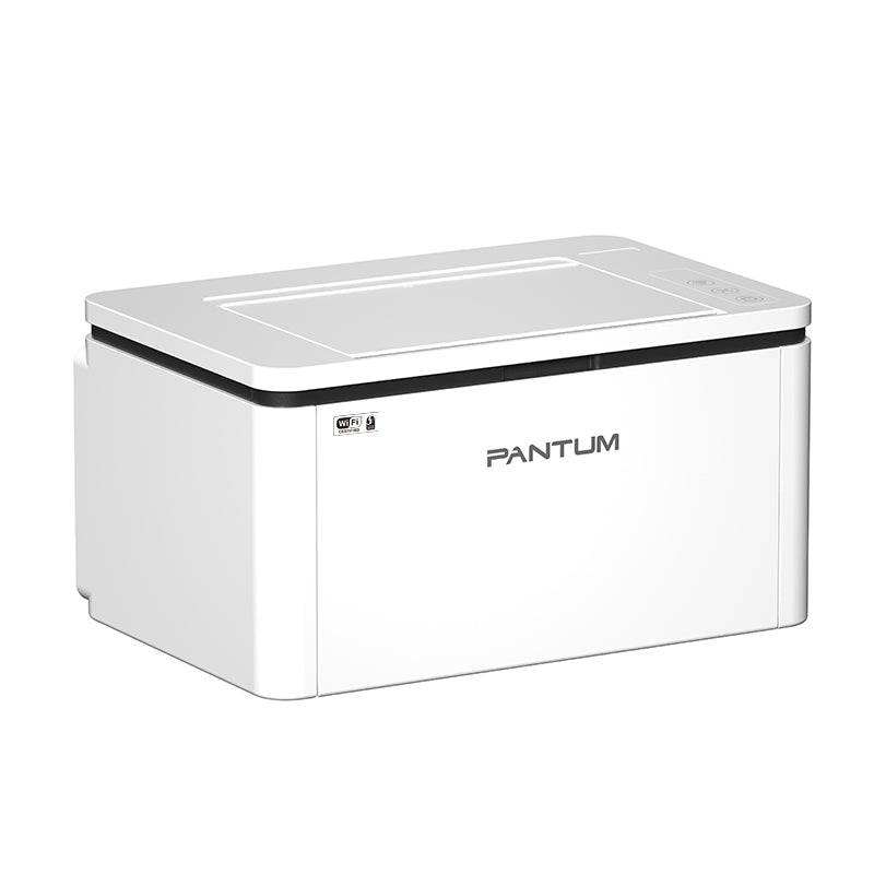 Stampante PANTUM 47448 - PANTUM 301121100201 vista angolare sinistra, design elegante e funzionalità wireless per uso domestico e aziendale.