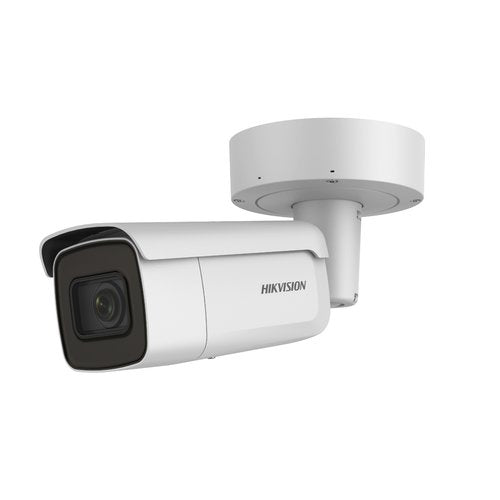 Telecamera di sicurezza IP HIKVISION DS-2CD2646G2-IZS bianca, adatta per esterni, con WDR e modalità giorno/notte.