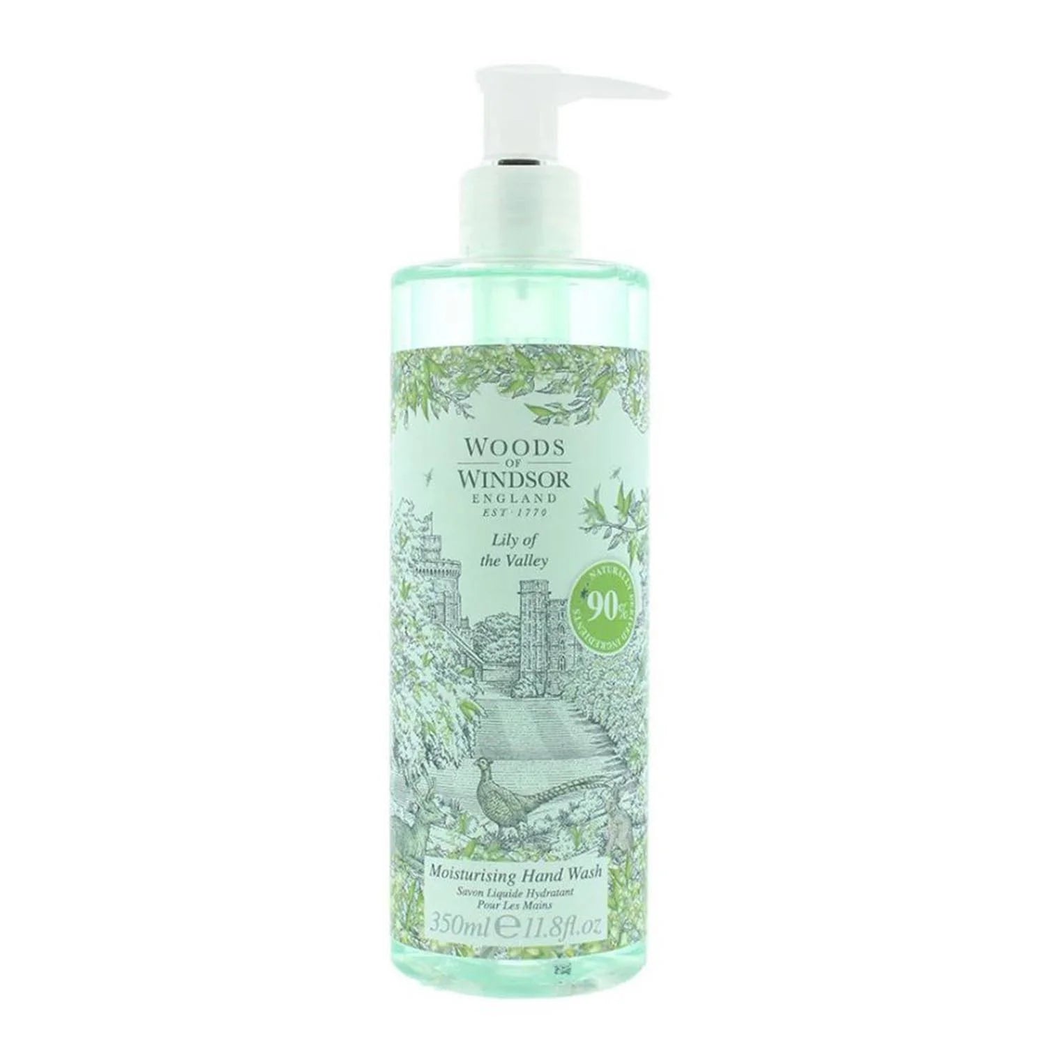 Gel de mani idratante Woods Of Windsor Lilly Of The Valley 350ml, profumo floreale e formula delicata per pelli morbide.