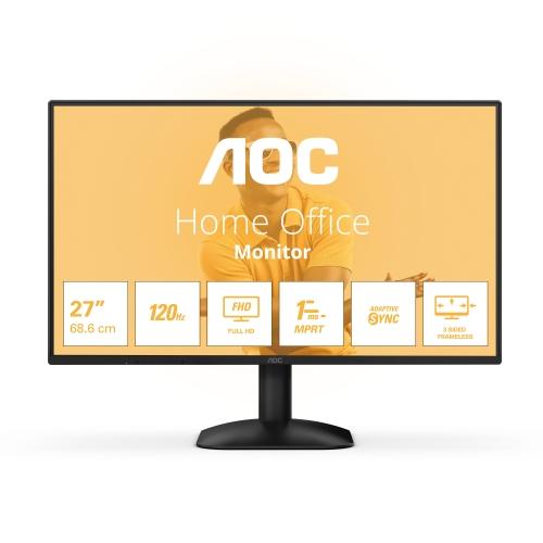 Monitor 27 Pollici IPS Full HD AOC 27B31H Nero con design senza bordi, ideale per home office e intrattenimento, frequenza 120Hz e tecnologia Low Blue Light.