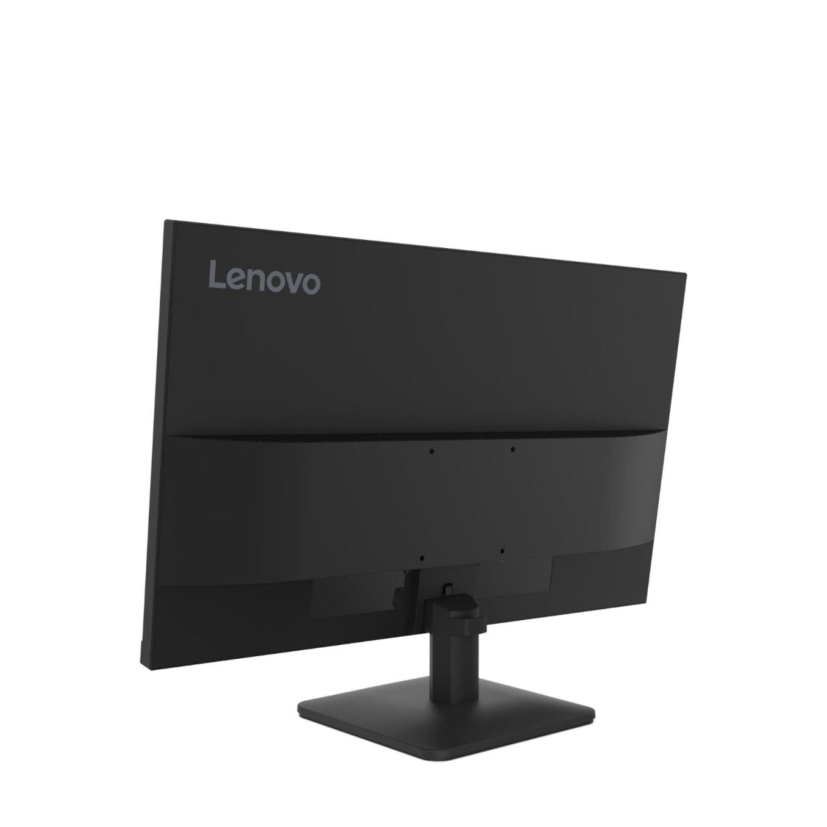 Retro del monitor Lenovo 27 Pollici Full HD nero con attacco VESA integrato e finitura elegante, ideale per configurazioni multi-monitor.