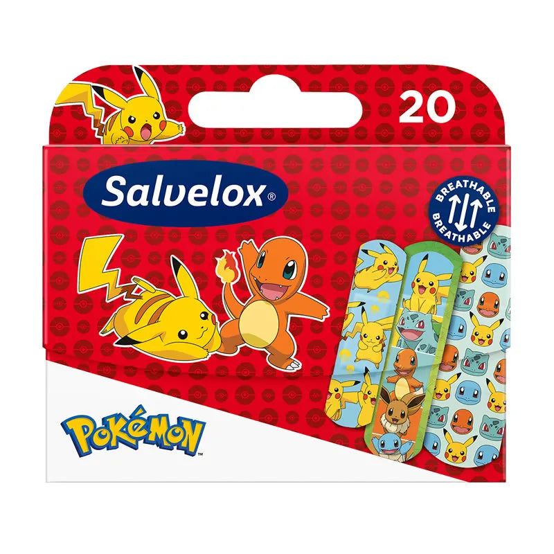 Salvelox Medicazioni Flessibili Pokémon, 20 Pezzi