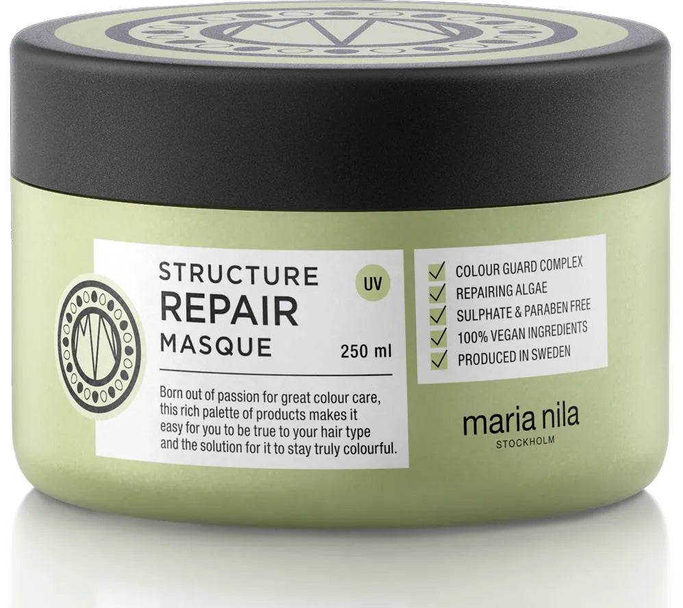 Maschera riparatrice Maria Nila Structure Repair da 250ml per capelli danneggiati e secchi.