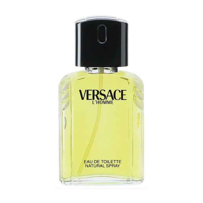 Flacone di Versace L'homme Eau De Toilette Spray 100ml, profumo maschile elegante e raffinato.