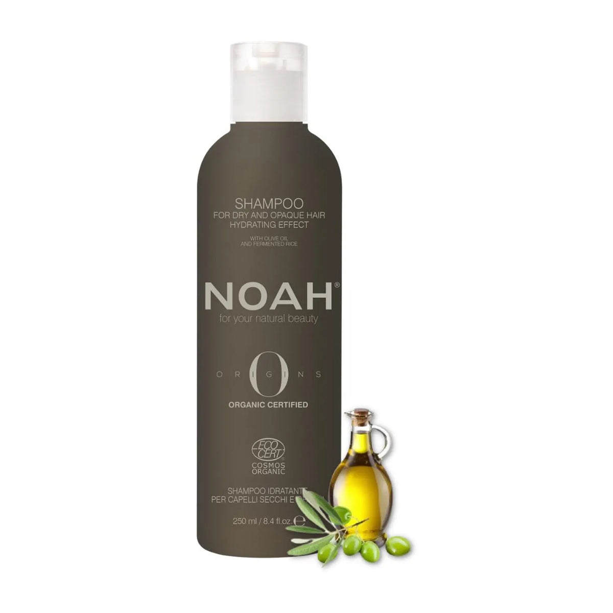 Shampoo idratante biologico Noah Original da 250ml, per capelli morbidi e nutriti.