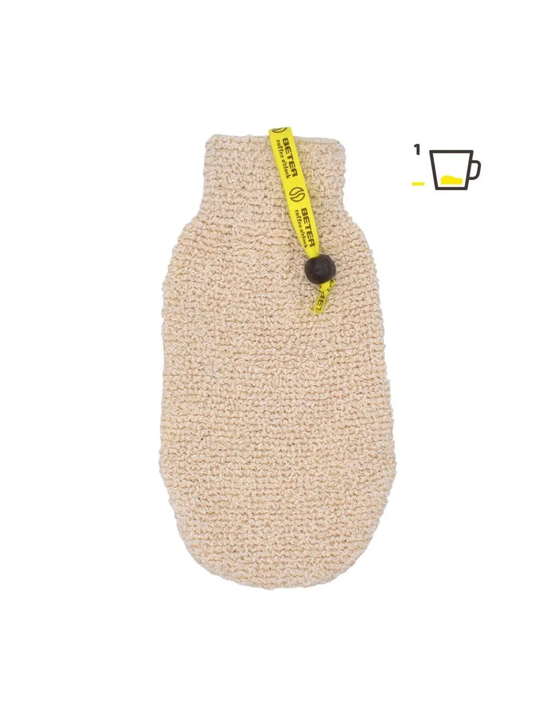 Guante da massaggio Beter Coffee 22275, ideale per la cura della pelle e il relax muscolare.