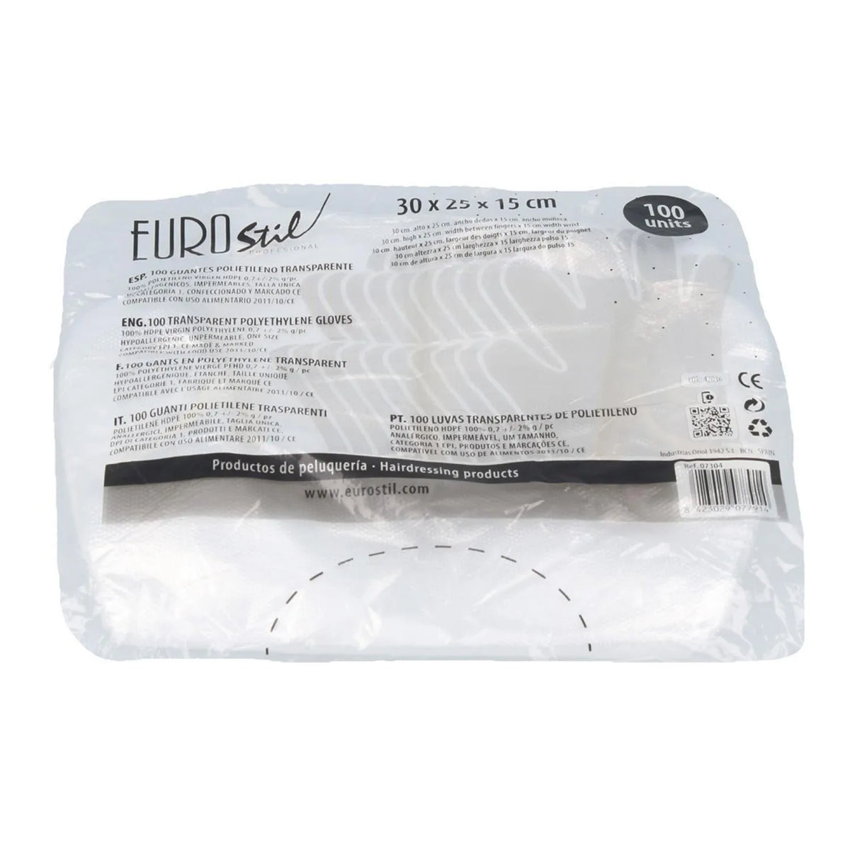 Eurostil Transparentes Guantes Desechables Bolsa 100un