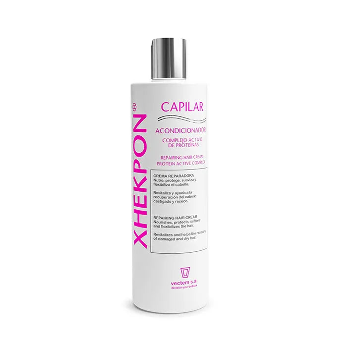 Crema riparatrice per capelli Xhekpon, ideale per nutrire e rigenerare i capelli danneggiati.