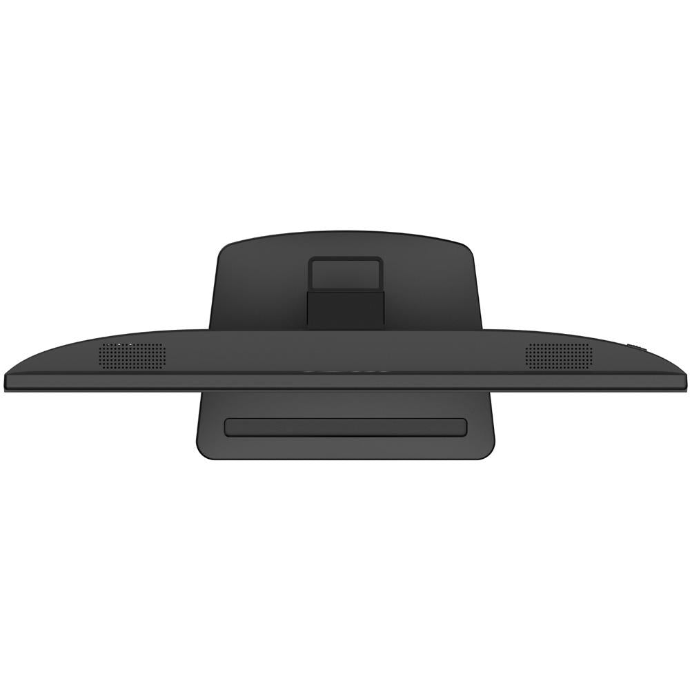 Vista dall’alto del monitor MSI PRO MP2412 92486 con altoparlanti integrati e supporto stabile, perfetto per scrivanie compatte e ambienti professionali.