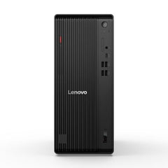 Vista laterale del PC Lenovo Tower Intel 265, case compatto nero ideale per ambienti di lavoro e configurazioni desktop avanzate.
