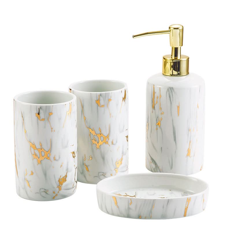 Bathroom Marble Bathroom Wash Kit Ceramic - InfinityMarket - Bathroom - Bathroom set - Bathroom storage