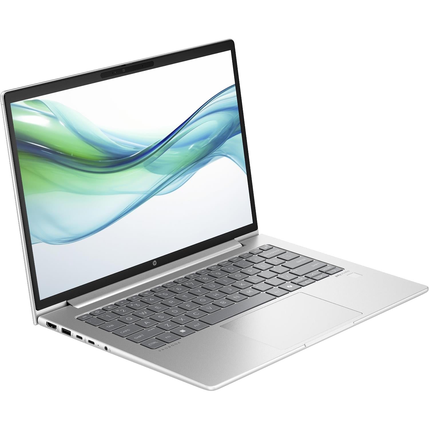 Vista angolata del portatile HP 50788 - HP AD1Q5ET con porte laterali e display edge-to-edge, disponibile su InfinityMarket.
