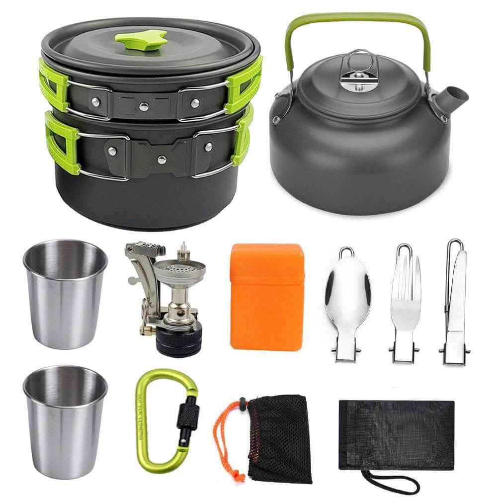 Camping Cookware Set - Durable Hard Alumina Pots & Pans for Outdoors - InfinityMarket - Camping - Complete set - Hiking