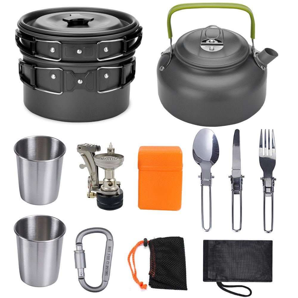 Camping Cookware Set - Durable Hard Alumina Pots & Pans for Outdoors - InfinityMarket - Camping - Complete set - Hiking