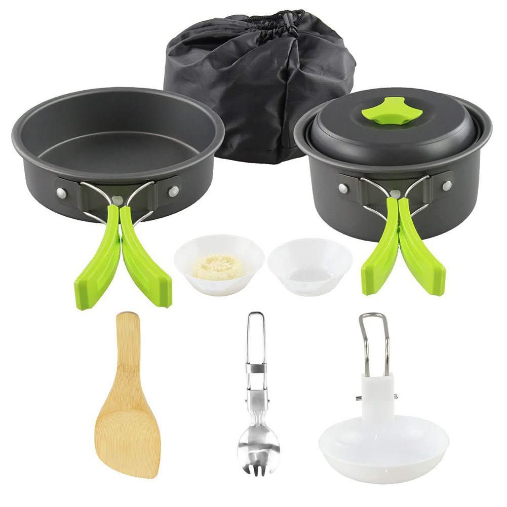 Camping Cookware Set - Durable Hard Alumina Pots & Pans for Outdoors - InfinityMarket - Camping - Complete set - Hiking
