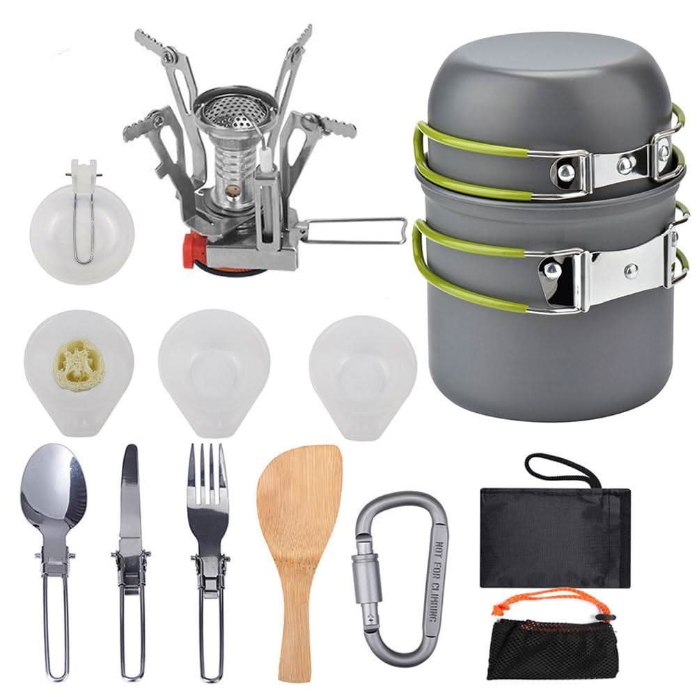 Camping Cookware Set - Durable Hard Alumina Pots & Pans for Outdoors - InfinityMarket - Camping - Complete set - Hiking