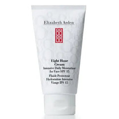 Elizabeth Arden Eight Hour Cream Intensive Daily Moisturizer For Face SPF15 50ml in tubo bianco, crema viso idratante con protezione solare.