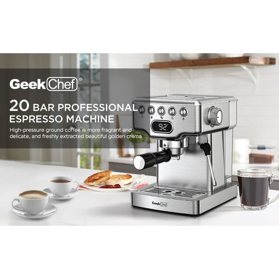 Geek Chef 20 Bar Espresso Machine 1.8L Water Tank, Stainless Steel - InfinityMarket - Coffee - Coffee bar - Coffee machine