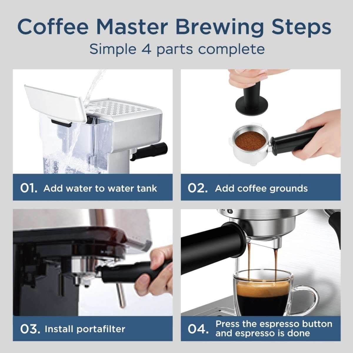 Geek Chef 20 Bar Espresso Machine 1.8L Water Tank, Stainless Steel - InfinityMarket - Coffee - Coffee bar - Coffee machine