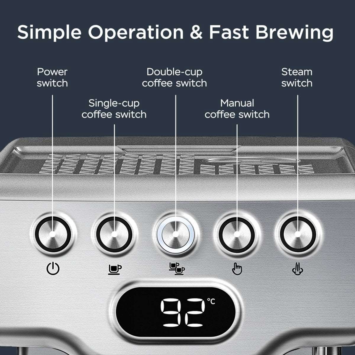 Geek Chef 20 Bar Espresso Machine 1.8L Water Tank, Stainless Steel - InfinityMarket - Coffee - Coffee bar - Coffee machine
