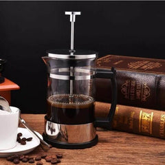 Glass & Stainless Steel French Coffee Maker – 350ml Durable French ... - InfinityMarket - Cofee - Coffee cup - COFFEE MAKER