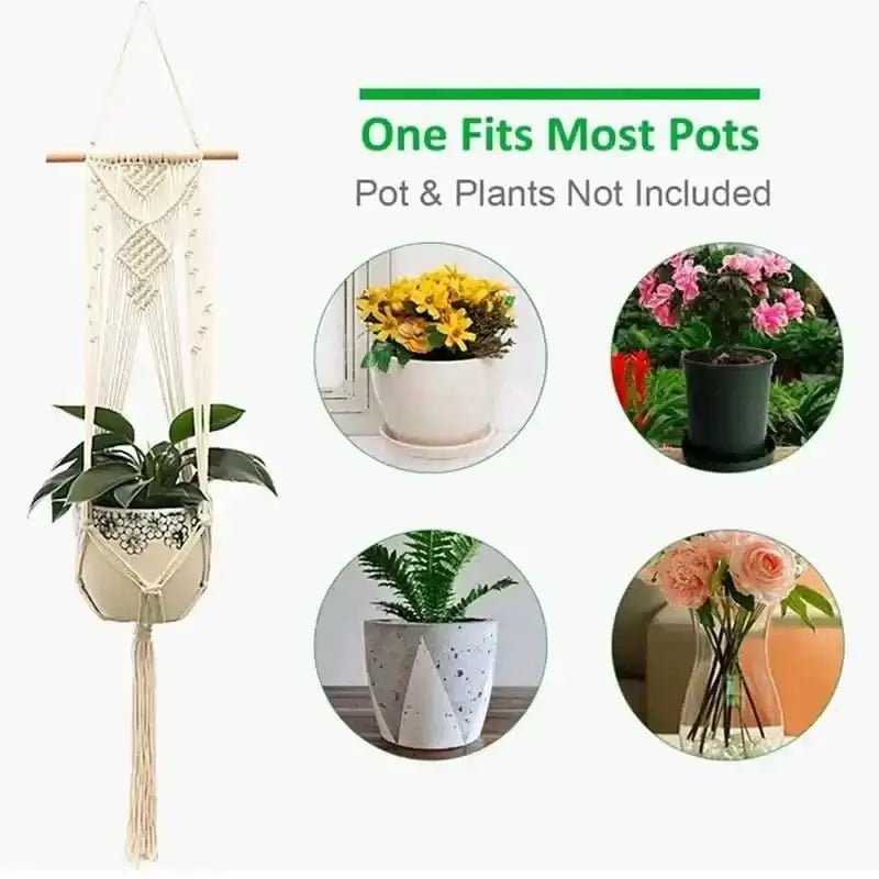 Hanging Plant Handmade Macrame Plant Hanger - InfinityMarket - Decorative vases - flower - Garden