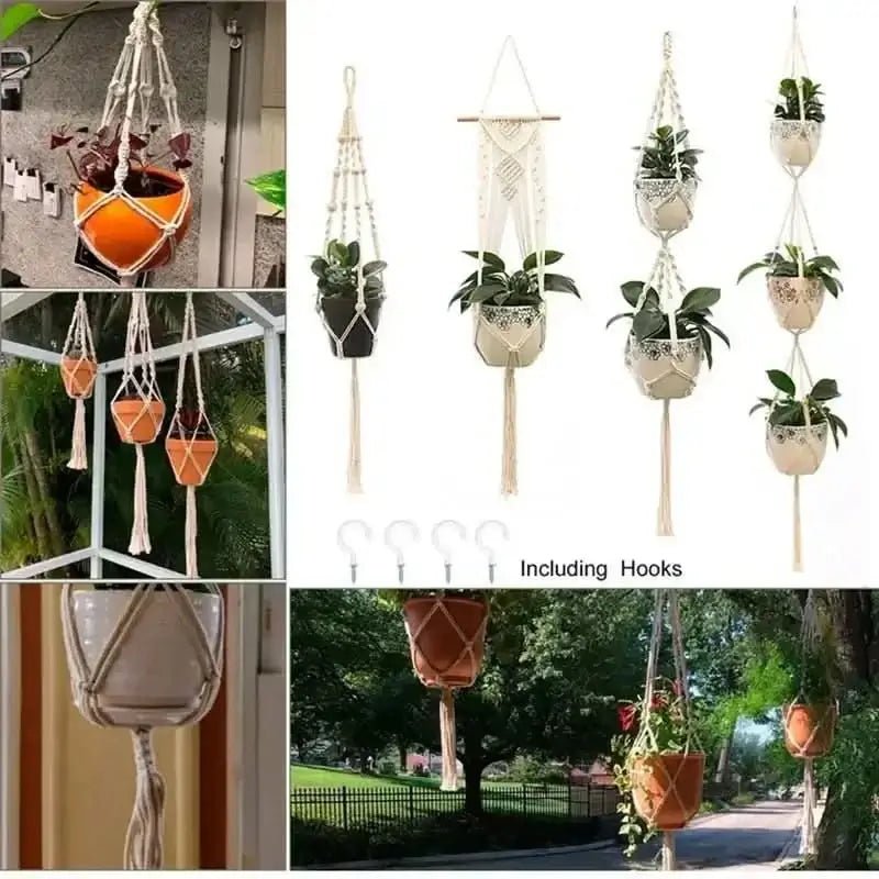 Hanging Plant Handmade Macrame Plant Hanger - InfinityMarket - Decorative vases - flower - Garden